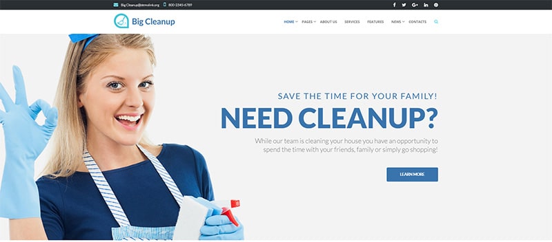 Big Cleanup - Cleaning Services Responsive WordPress Theme