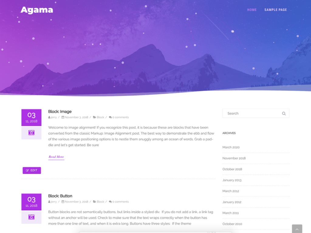 agama free parallax wordpress theme 1