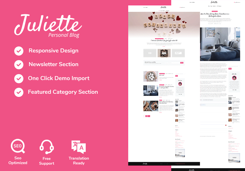 Juliette Feminine WordPress Theme