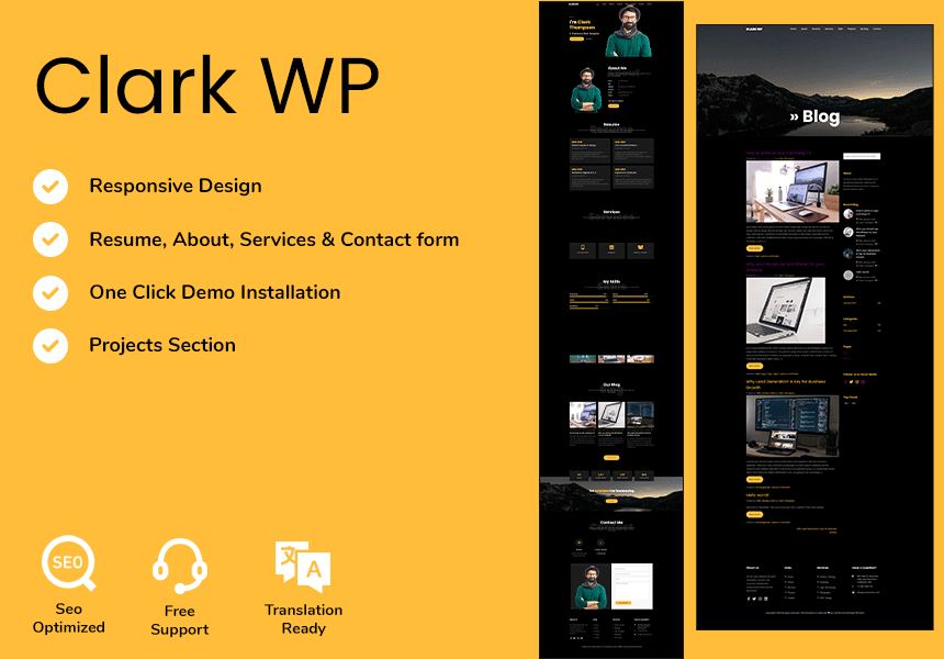 Clark Resume WordPress Theme