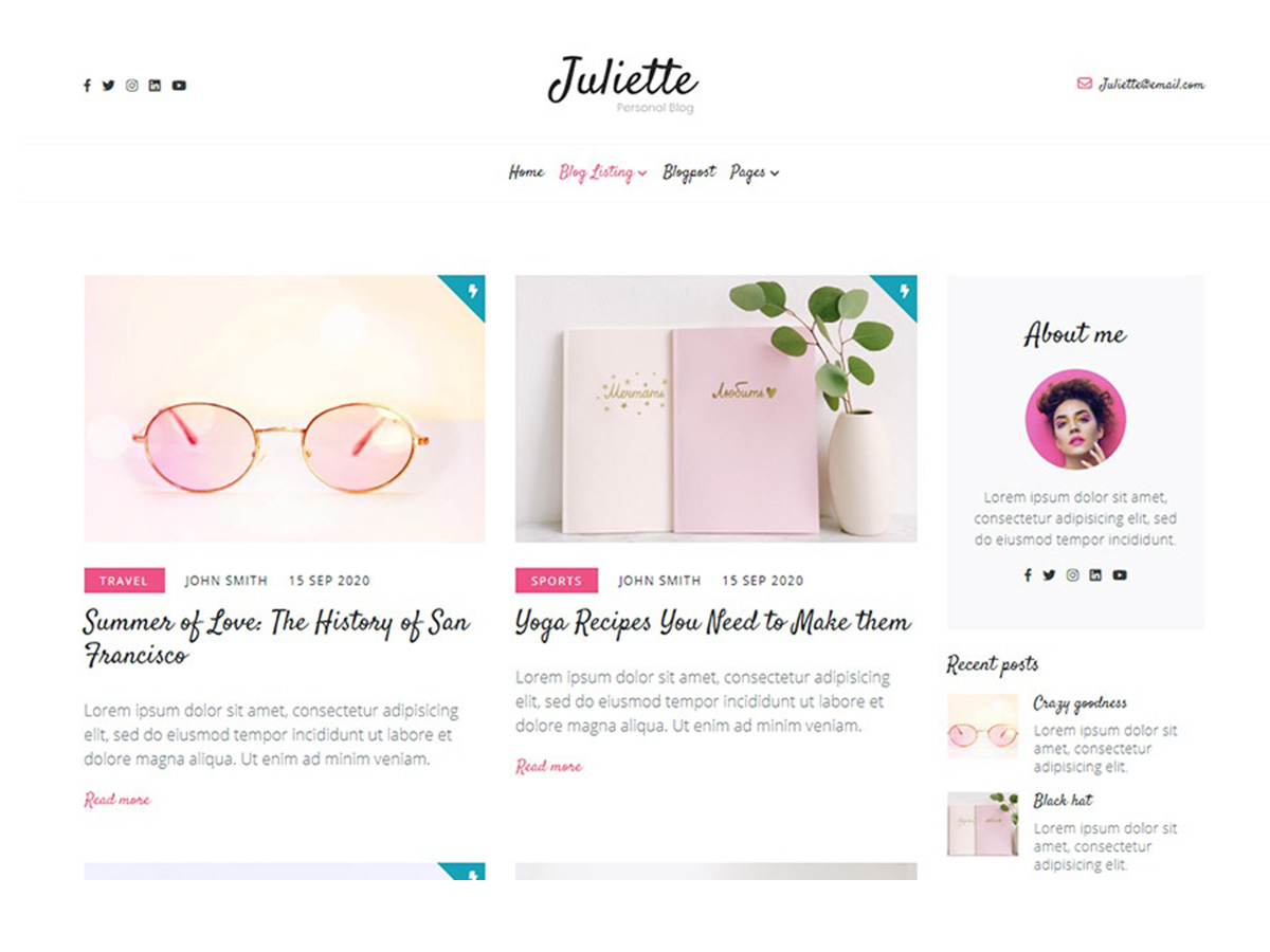 juliette feminine wordpress theme